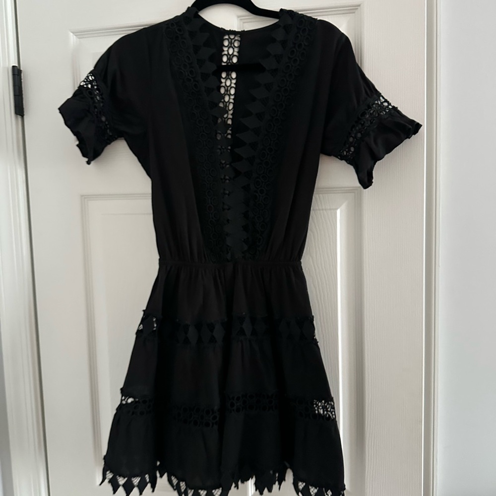 Anthropologie Black Crochet Mini Dress